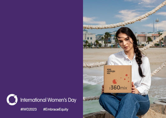Join us in celebrating and empowering women with this snack box in the iconic IWD colors of purple and green | the360mix